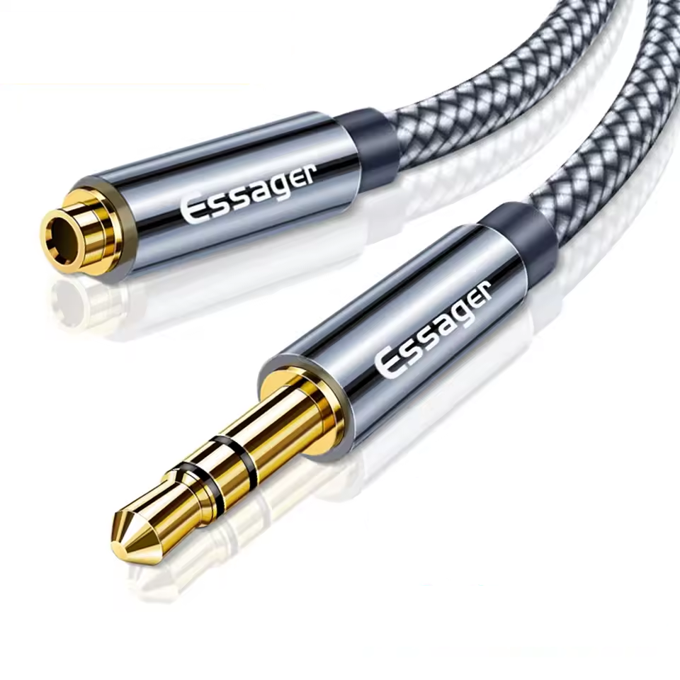 Кабель аудіо Essager 3.5mm Aux mini Jack подовжувач 1м (EYPY35-MYC0G), фото 1