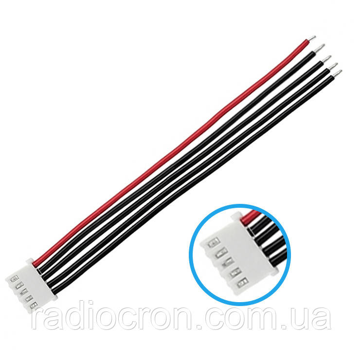 JST-XH 4S, 5pin, 22AWG, 20 см, балансувальний силіконовий кабель