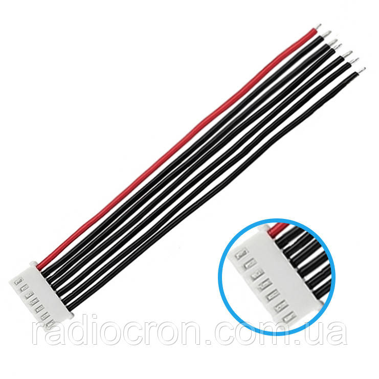 JST-XH 6S, 7pin, 22AWG, 20 см, балансувальний силіконовий кабель
