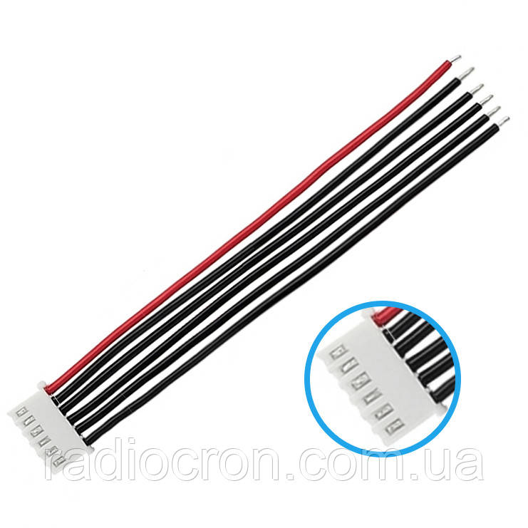 JST-XH 5S, 6pin, 22AWG, 20 см, балансувальний силіконовий кабель