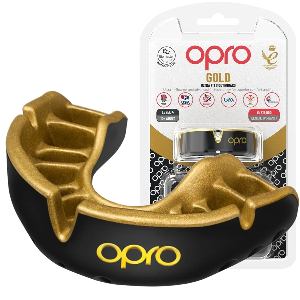 Капа OPRO Gold доросла (вік 11+) Black/Gold (art.102504001), фото 1