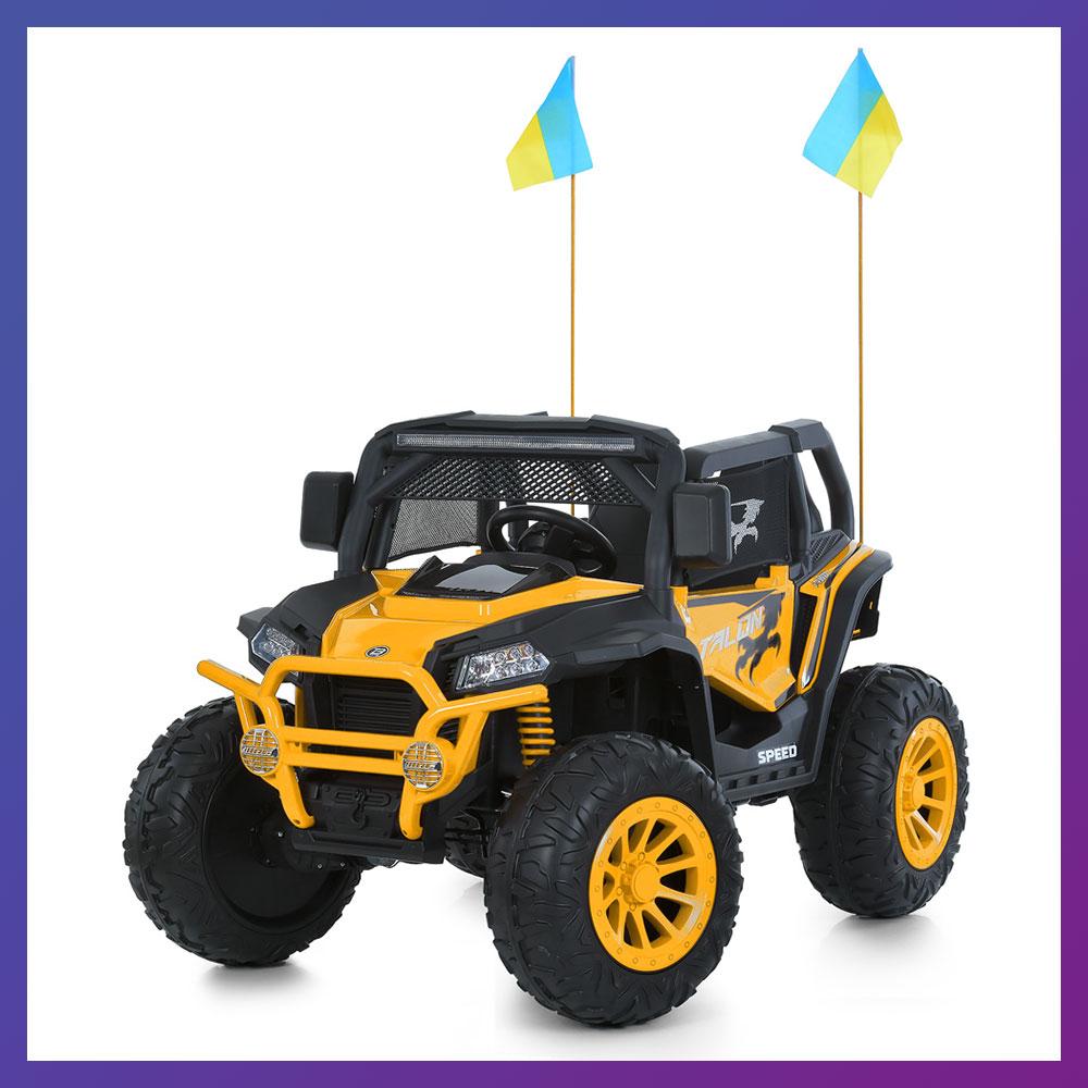 Дитячий електромобіль на акумуляторі Багі M 6131 з пультом р/у для дітей 3-8 років Жовтий, фото 1