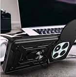 Чохол для Xiaomi Redmi Note 14 Pro 4G ЧОРНИЙ Броньований протиударний Чехол на телефон із підставкою і шторкою, фото 4