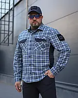 Тактическая милитари Рубашка FCT летняя в клетку Синяя (8 номер)