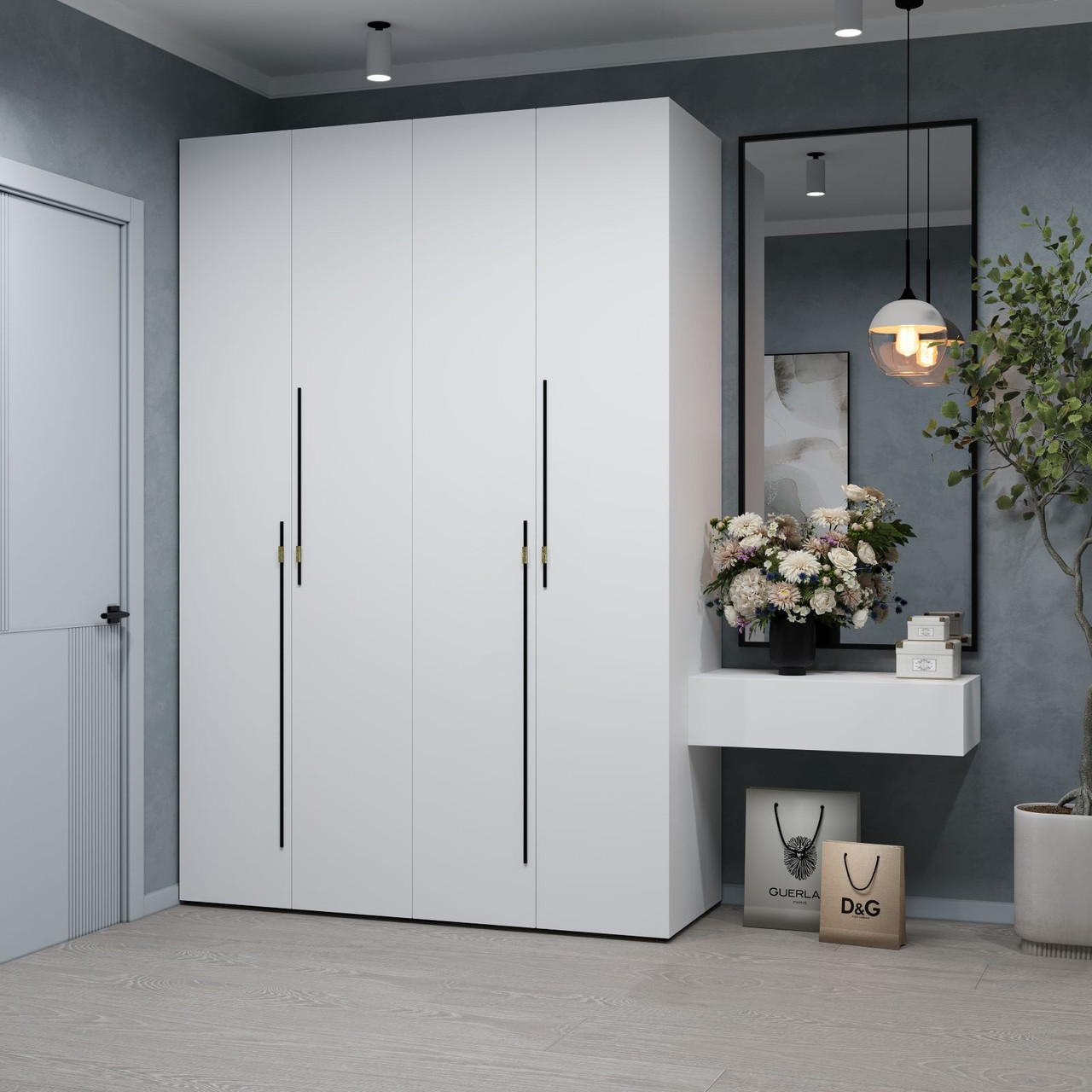 Шафа для спальні Спейс 4Д  біла (160 см), фото 1