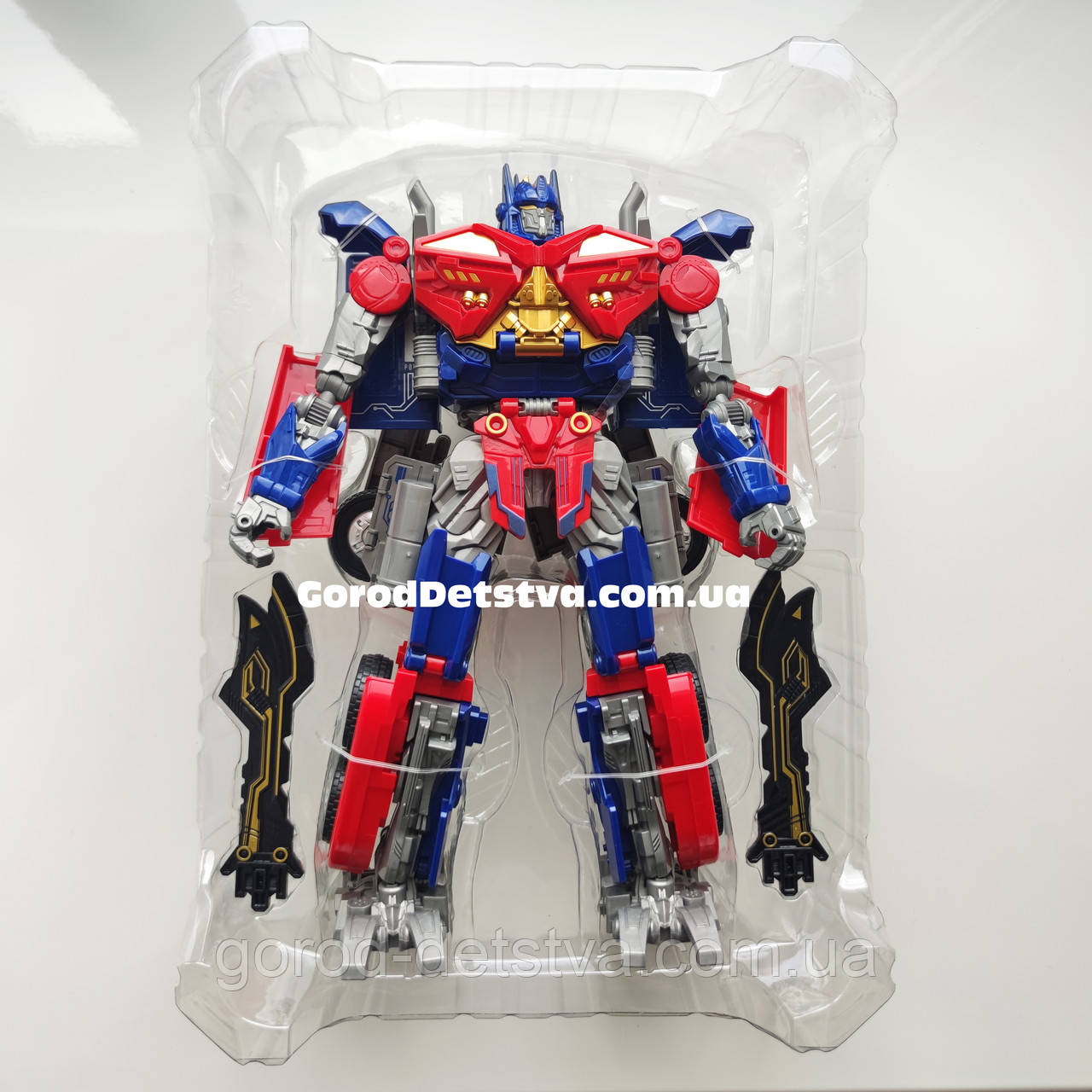Трансформер Оптимус Прайм трансформується в машинку Рухливі деталі Зброя Optimus Prime Розмір 35см, фото 1