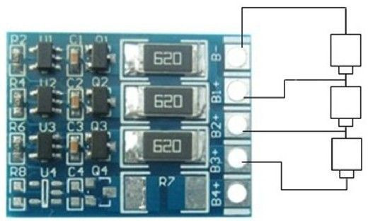 Плата балансировки аккумуляторов 3S Li-Ion 12.6V / 60 mA - фото 1 - id-p473810278