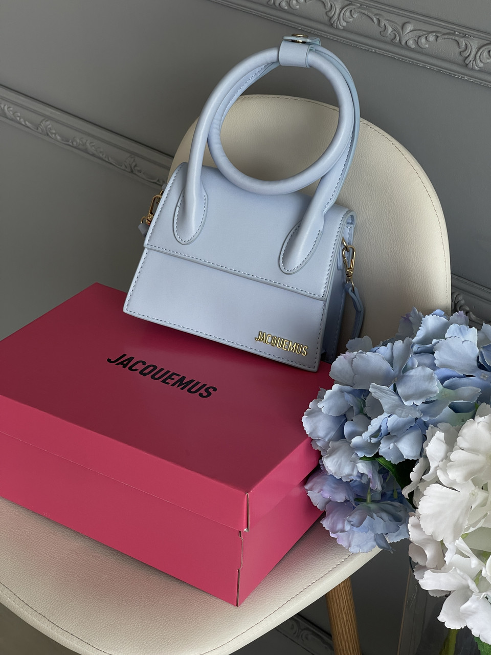 Сумка жіноча Jacquemus Le Chiquito Noeud блакитний клатч Жакмюс Premium, фото 1