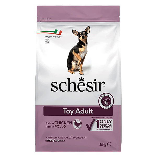 Schesir Dog Toy Adult Шезір Дорослий Той Курка сухий монопротеїновий корм для собак міні порід 2кг, фото 1
