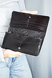 Гаманець жіночий шкіряний чорний з тисненням Соняхи, фото 5