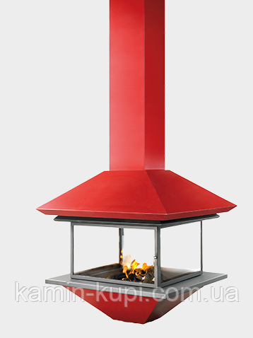 Камін центральний дров'яний Traforart Central Gaia зі склом, фото 1