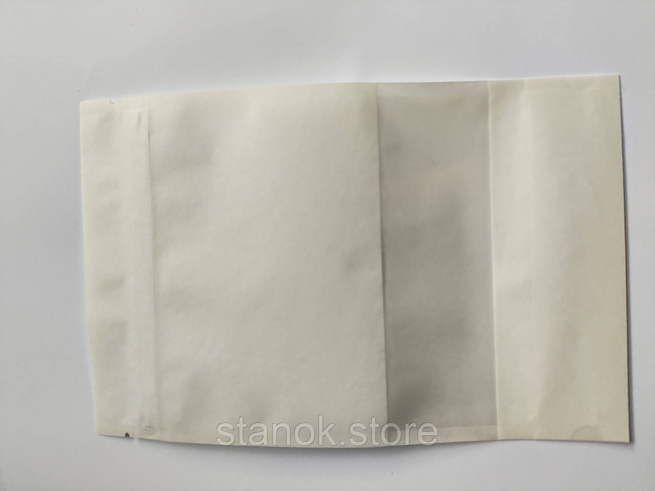 Дой-пак 130х200 крафт білий + вікно потоншені (100 г) zip-замок дно, фото 1