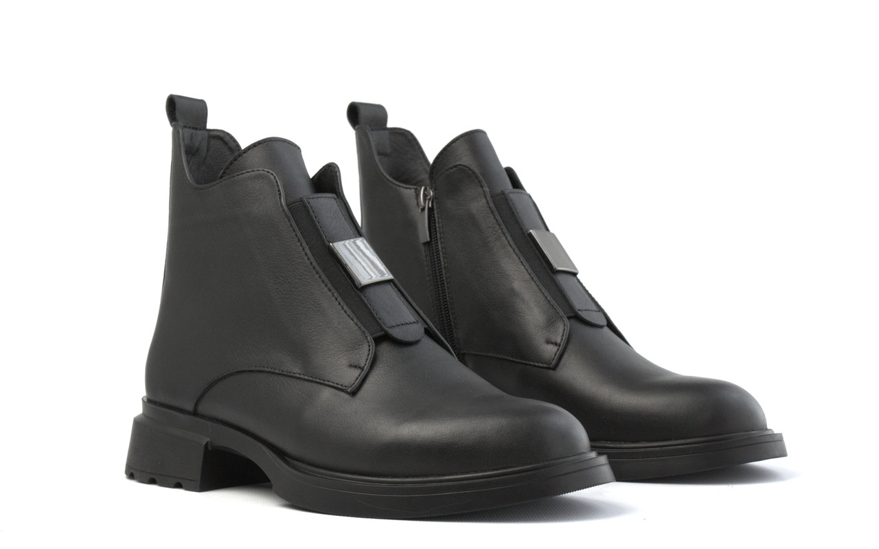 Черевики без шнурків на гумках демісезонне шкіряне жіноче взуття на байці єврозима COSMO Shoes Lime Y1055 Leather, фото 1