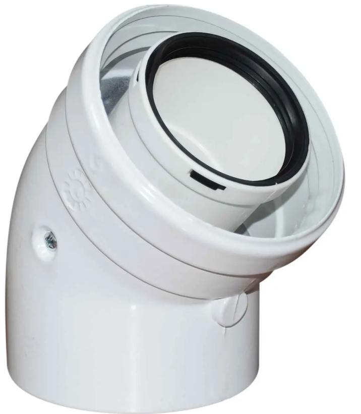 Коліно для коаксіального димоходу конденсаційного котла 45°, 60/100 мм, фото 1