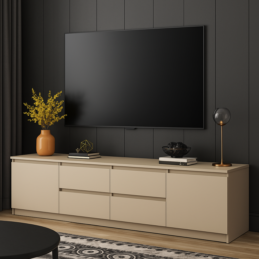 Сучасна довга тв тумба під телевізор 2 метри з шухлядами без ручок у спальню вітальню зал Нео Мебель Стар, фото 1