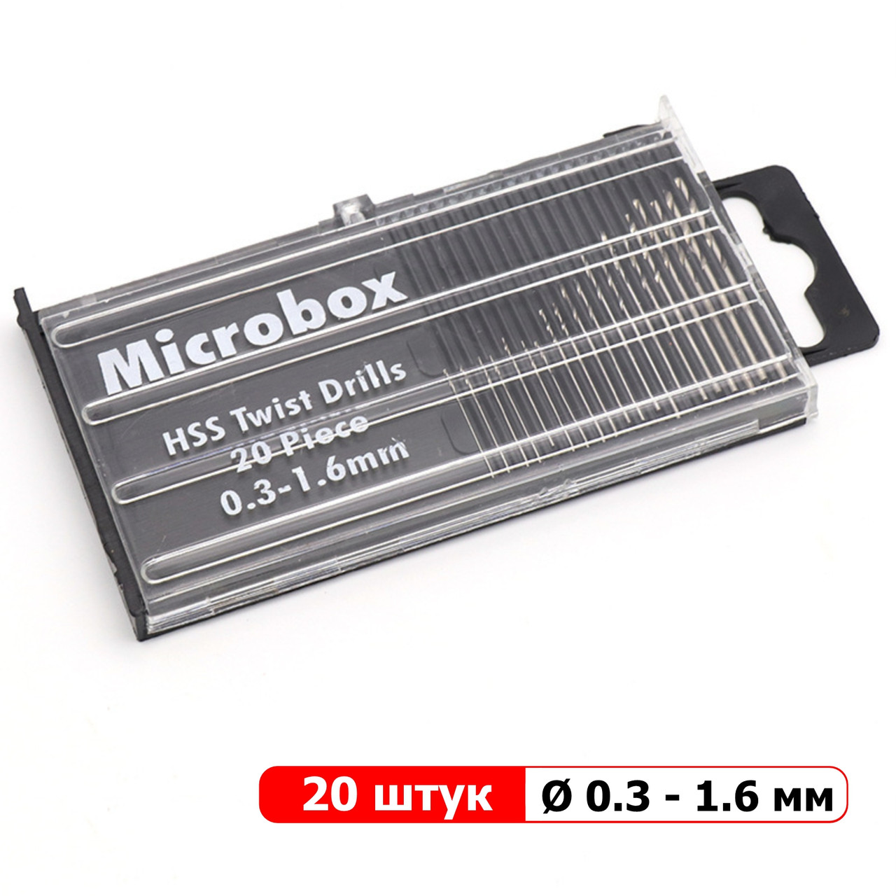 Набір міні-свердел Microbox - 20 штук - 0,3–1,6 мм - Мікросвердла HSS для точних робіт, фото 1