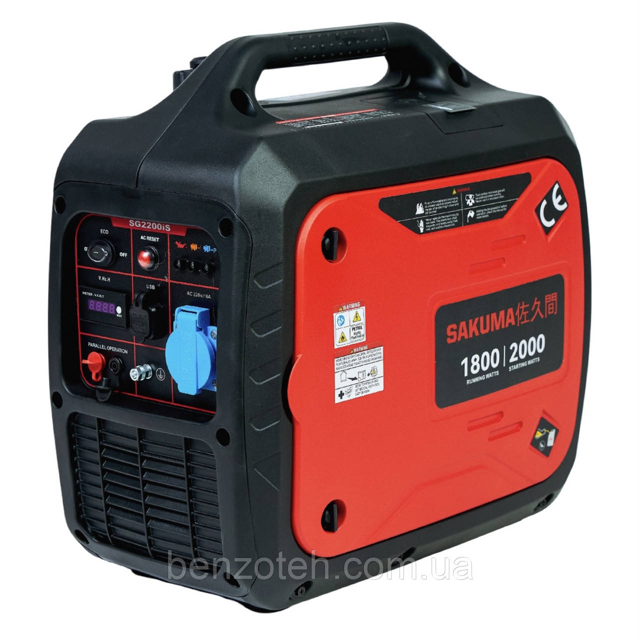 Інверторний бензиновий генератор SAKUMA SG2200iS потужністю 1,8/2,0 кВт та ручним запуском, фото 1