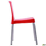 Стул Корсика из пластика cидение красное на металлическом каркасе алюм, фото 2
