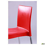 Стул Корсика из пластика cидение красное на металлическом каркасе алюм, фото 5