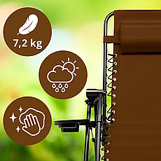 Розкладне крісло шезлонг| Коричневий | навантаження до 120 кг | з подушкою | LEOBRO LB-ZGC-F1-BRN | для вдома, на дачі, або в, фото 3