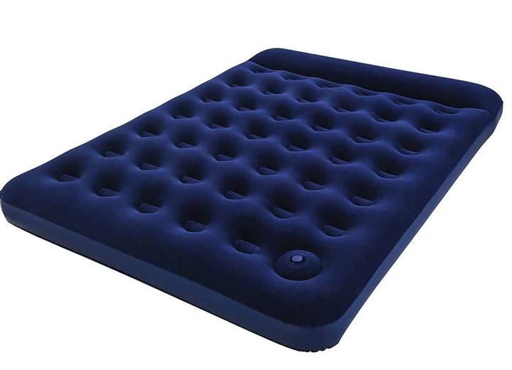 💙Надувний велюр матрац з підголовником, 191 x 137 x 22 см, вбудованний ножний насос, Bestway 67225 Синій, фото 1