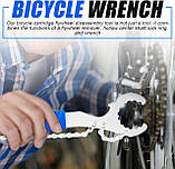 Гайковий ключ каретки велосипеда 3в1 TOOPRE TL-310 знімач касети, ключ для каретки, знімач фіксуючого кільця, фото 7