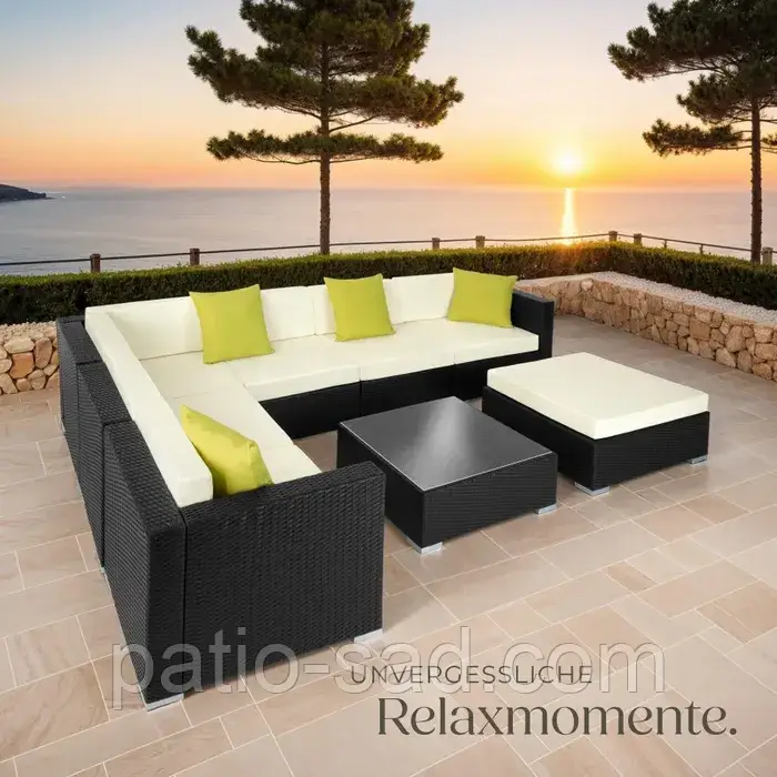 Кутовий модульний диван із ротангу Marbella, алюміній, фото 1