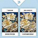 Картина за номерами Квіти. Білі півонії з фарбами металік золото 40*50 см Орігамі LW 30410, фото 4