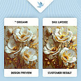 Картина за номерами Білі квіти з фарбами металік 40*50 см Орігамі LW 3302, фото 4