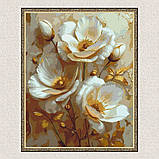 Картина за номерами Білі квіти з фарбами металік 40*50 см Орігамі LW 3302, фото 7