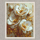 Картина за номерами Білі квіти з фарбами металік 40*50 см Орігамі LW 3302, фото 8