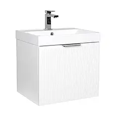 Тумба Fabio (білий мат) з умивальником Fabio 50 см (консольна) ручка хром