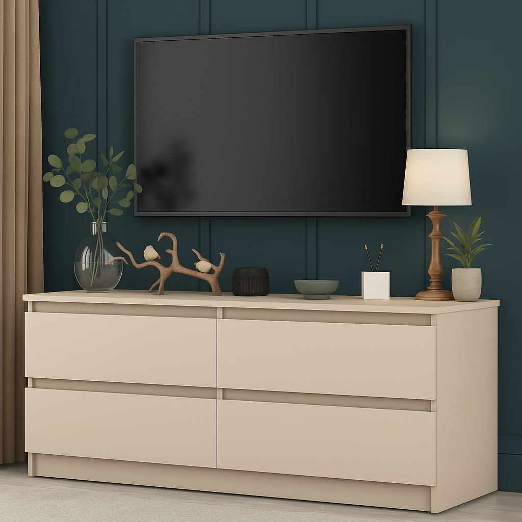 Стильна тв тумба під телевізор плазму 120 см з шухлядами без ручок у стилі модерн у вітальню зал Нео Мебель Стар, фото 1