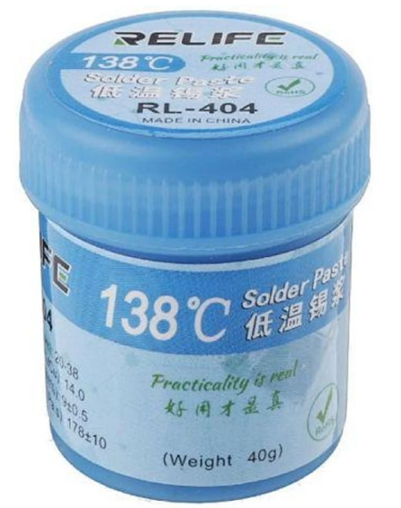 Паста BGA легкоплавка Relife RL-404 40 г, 138 гр. С, фото 1