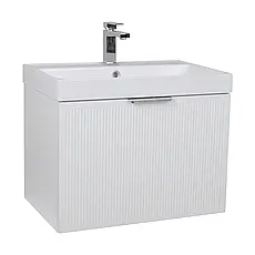 Тумба Fabio (білий мат) з умивальником Fabio 60 см (консольна) ручка хром