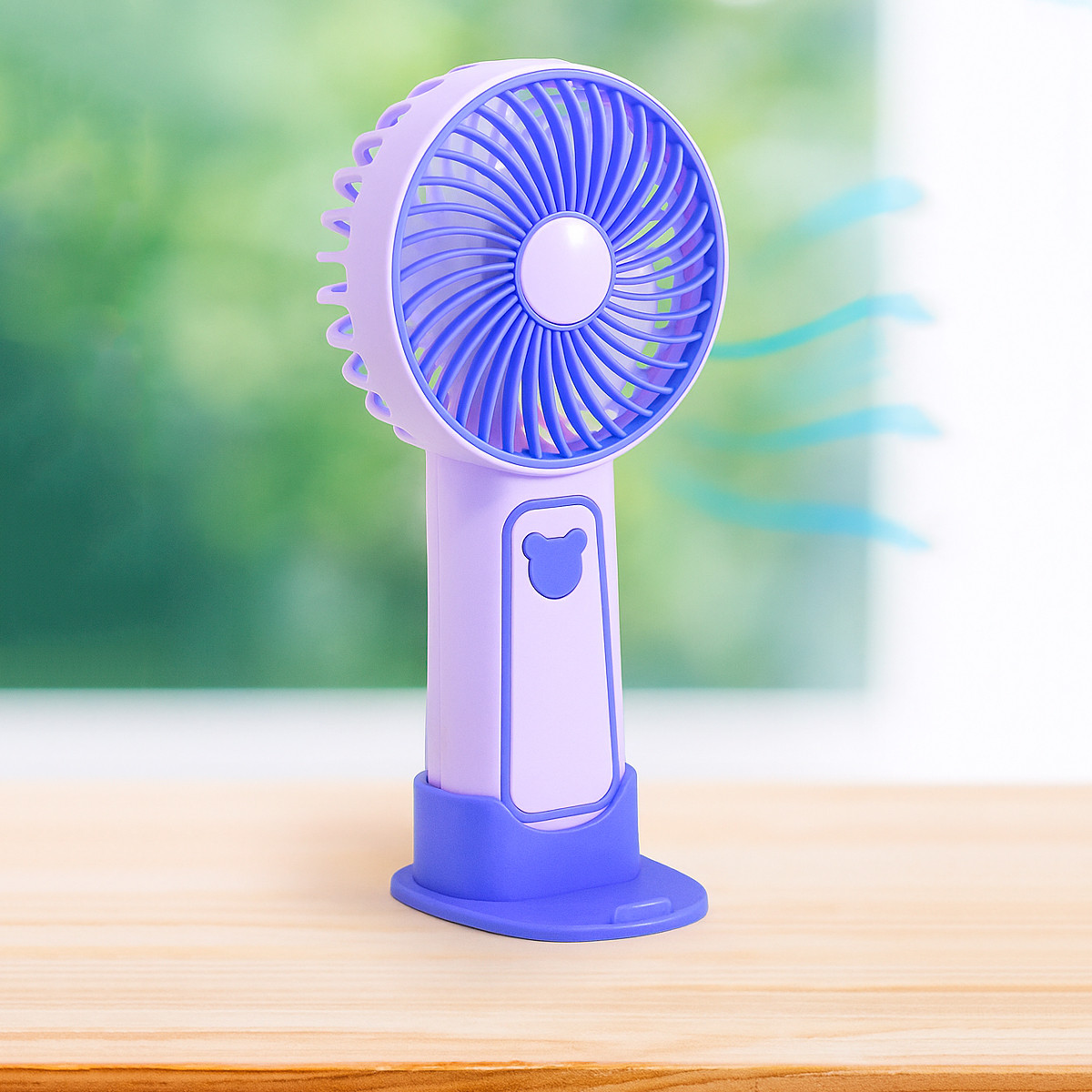 Ручний вентилятор на акумуляторі TX265 Фіолетовий портативний міні вентилятор з підставкою для телефону