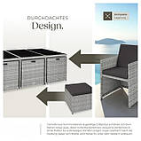 Меблі з ротангу New York, стіл + крісла + пуфи, світло-сірий колір, фото 8