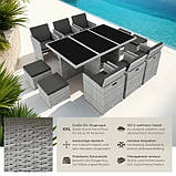 Меблі з ротангу New York, стіл + крісла + пуфи, світло-сірий колір, фото 5