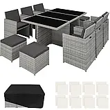 Меблі з ротангу New York, стіл + крісла + пуфи, світло-сірий колір, фото 2