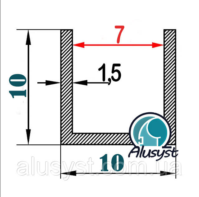 7мм / 10х10х1,5 швелер 50см / без покриття