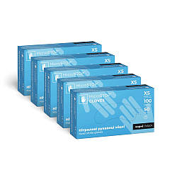 Рукавички нітрилові неопудрені Microstop, чорні неопудрені, (5 уп. х 50 пар), розмір XS