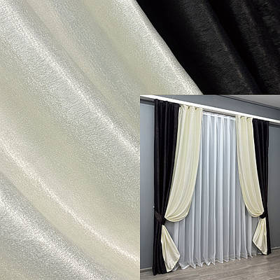 Комбіновані (2шт. 1,5х2,7м.) штори з льону. Колір венге з молочним. Код 014дк (1087-1736ш) 11-0236