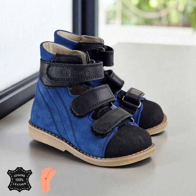 Дитячі туфлі шкіряні антиварусні з фіксацією п'яти без супінатора ортопедичні / Черевики для дитини 23 р., фото 1