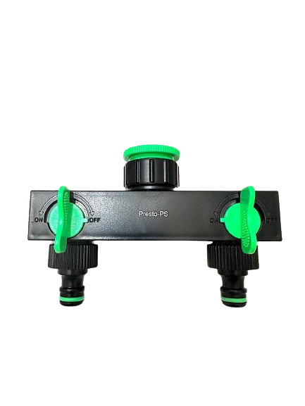 Кран шаровий Presto-PS на 2 виходи з внутрішнім різьбленням 3/4-1 дюйм (4080), фото 1