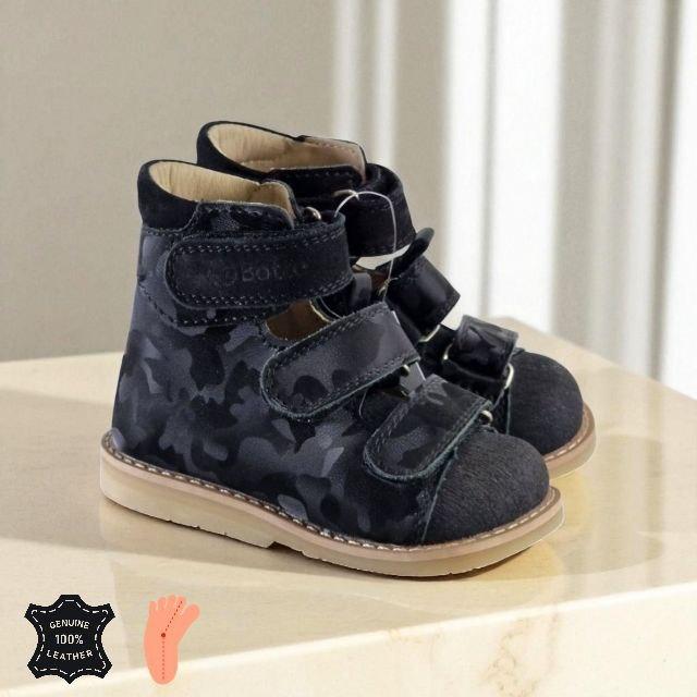 Черевики з натуральної шкіри антиварусні з фіксацією п'яти ортопедичні на липучках 21 розмір дитячі, фото 1