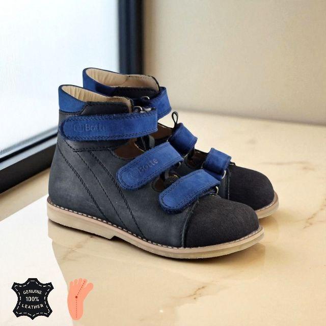 Дитячі туфлі шкіряні антиварусні з фіксацією п'яти без супінатора ортопедичні / Черевики дитині 30 р., фото 1