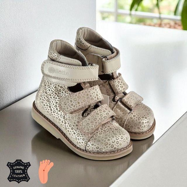 Дитячі туфлі шкіряні антиварусні з фіксацією п'яти на дівчинку 26 р / Дитяче ортопедичне взуття, фото 1