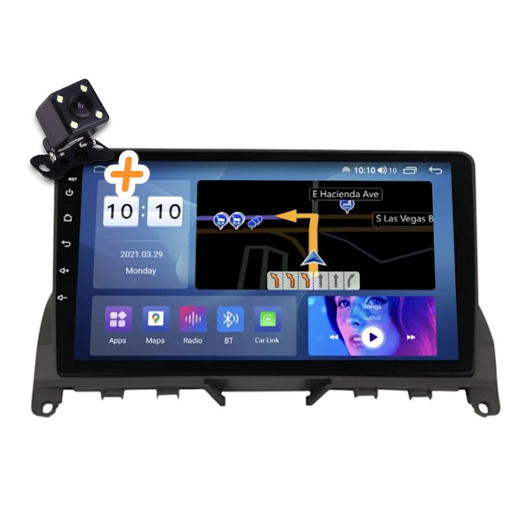 Магнітола для Mercedes-Benz C-Class W204 2007-2011 4/64 ГБ на Android | 4G, QLED-экран, GPS, Bluetooth, фото 1