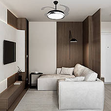 Люстра-вентилятор чорна з пультом 80W 48см (94-3060 (48) BK+WH), фото 3