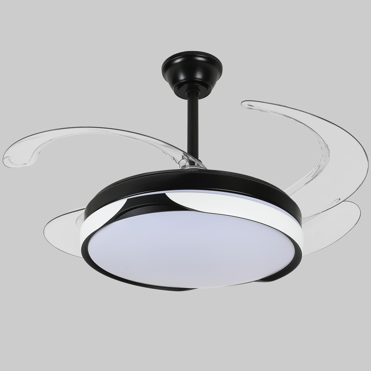 Люстра-вентилятор чорна з пультом 80W 48см (94-3060 (48) BK+WH)